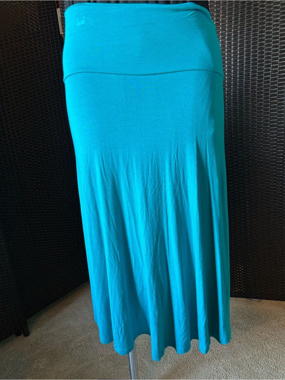 Women's Teal Fold-Over Waist Maxi Skirt